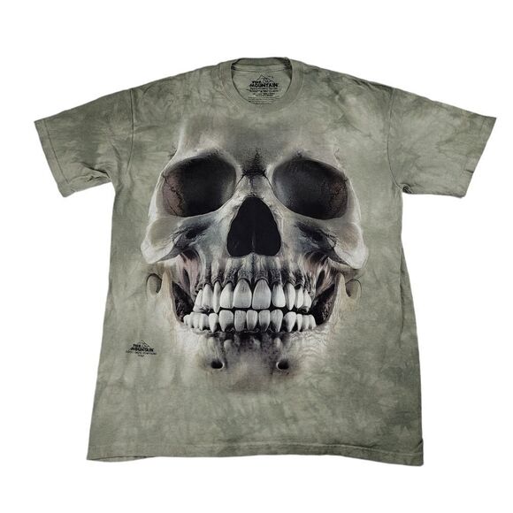 The Mountain Tie-Dye Big Face Skull Retro Shirt Short Sleeve Mens Size Large L - Picture 1 of 7